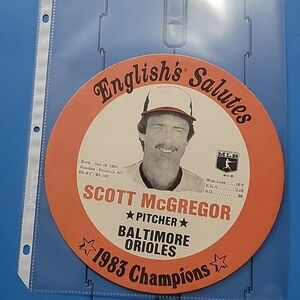 1983 English's Salutes Baltimore Orioles Scott McGregor Chicken Bucket Lid